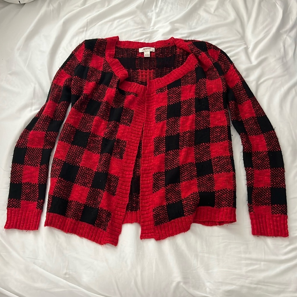Red Plaid Cardigan